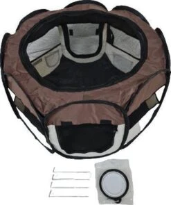 Dailyibed Opvouwbare Puppyren - Bruin - 115x115x58 Cm - Incl. Draagtas - Incl. Voederbak -Honden Benodigdheden Verkoop 1005x1200 2