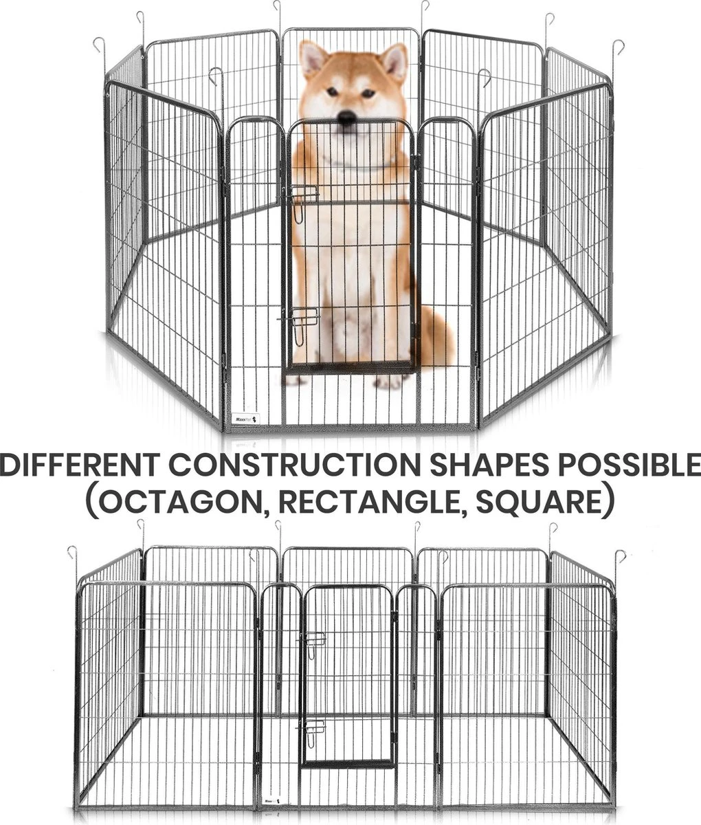 MaxxPet Puppyren - Hondenbench - Hondenren- Puppyren Met 8 Kennelpanelen - Staal -80 X 100 Cm Ø 210 Cm 9 MaxxPet Puppyren - Hondenbench - Hondenren- Puppyren Met 8 Kennelpanelen - Staal -80 X 100 Cm Ø 210 Cm - Afbeelding 7