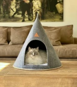 Grey Cat® - Kattenmand - Tipi Kattentent + Kussen - Vilt – Donkergrijs - Ø 57 Cm X 60 Cm -Honden Benodigdheden Verkoop 1063x1200 2