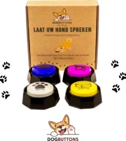 Dogbuttons® – PETIFY PREMIUM Praatknoppen –4 Stuks - Praatknop – Hond – Opneembare Knoppen – Hond Praten – Hondentraining – Praatknoppen – Dog Button – Hondenknop – Huisdier – Honden Speelgoed Intelligentie – Praten Met Hond – Laat Uw Hond Spreken! -Honden Benodigdheden Verkoop 1075x1200 11
