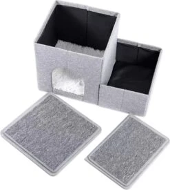 2-in-1 Hondenhuis & Hondentrap - Voor Binnen - Huisdieren Huisje - Hondenmand - Kattenmand - 67.5x40x37.5 Cm - Grijs -Honden Benodigdheden Verkoop 1077x1200