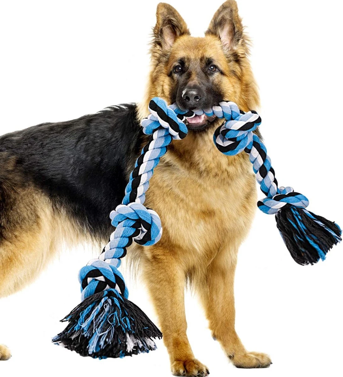 Viervoetjes - BigBoi - XXXL - Honden Touw - 100cm - 730 Gram - Honden Speelgoed - HondenSpeeltjes - Blauw/Wit/Zwart 3 Viervoetjes - BigBoi - XXXL - Honden Touw - 100cm - 730 Gram - Honden Speelgoed - HondenSpeeltjes - Blauw/Wit/Zwart