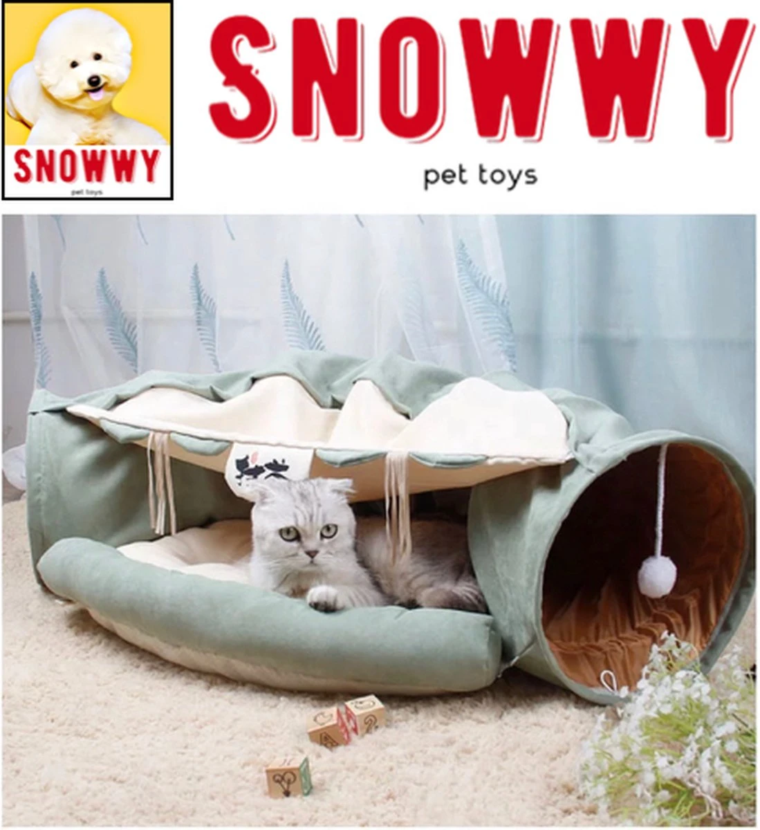SNOWWY - Kattentunnel Met Kattenmand In één - Origineel En Uniek Design - Kattenhuis - Kattenhuis - Kat Kussen - Kattenbed - Matcha Groen 10 SNOWWY - Kattentunnel Met Kattenmand In één - Origineel En Uniek Design - Kattenhuis - Kattenhuis - Kat Kussen - Kattenbed - Matcha Groen - Afbeelding 8