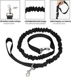 Looplijn Met Heupriem Hands Free - Hondenriem - Reflecterende Hardloopband -Elastische Leiband - Heuptas En Flessenhouder - Zwart - 150 Cm Tot 210 Cm -Honden Benodigdheden Verkoop 1115x1200 3