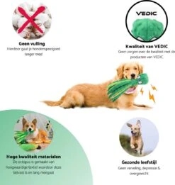 VEDIC® - Octopus Honden Knuffel Set Van 4 - Piepspeelgoed - Geen Vulling - 32CM - Groen/Blauw/Oranje/Roze -Honden Benodigdheden Verkoop 1135x1200 6