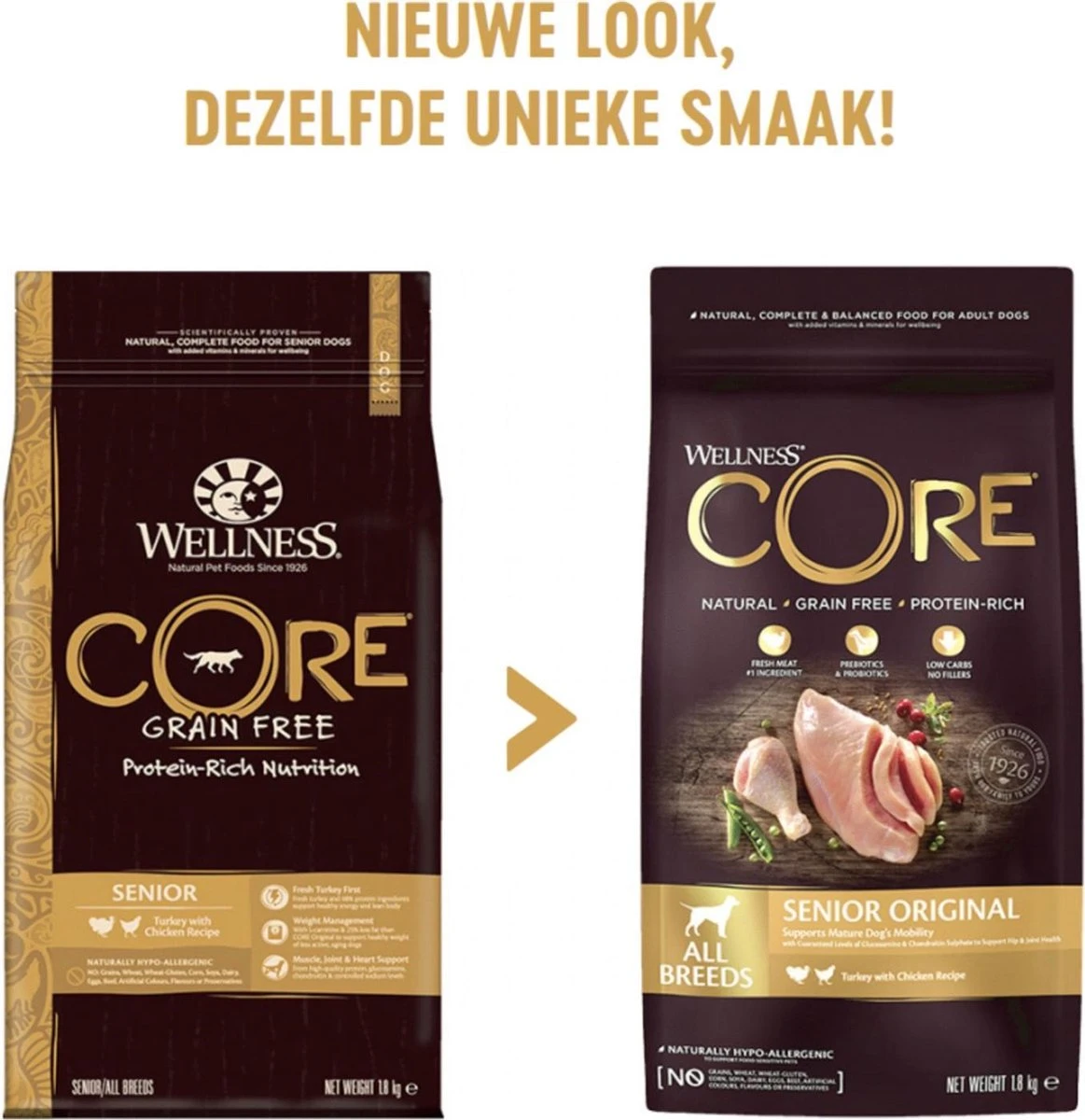 Wellness Core Grain Free Dog Senior Original Kalkoen&Kip - Hondenvoer - 10 Kg 6 Wellness Core Grain Free Dog Senior Original Kalkoen&Kip - Hondenvoer - 10 Kg - Afbeelding 4