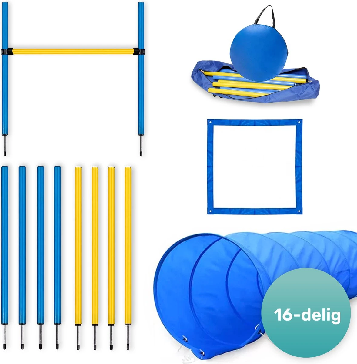 Agility Voor De Hond - 16 Delig - Agility Set - Hondentunnel - Horde - Slalom Palen - Honden Training Set - Honden Behendigheidsset - Agility Toestellen 3 Agility Voor De Hond - 16 Delig - Agility Set - Hondentunnel - Horde - Slalom Palen - Honden Training Set - Honden Behendigheidsset - Agility Toestellen