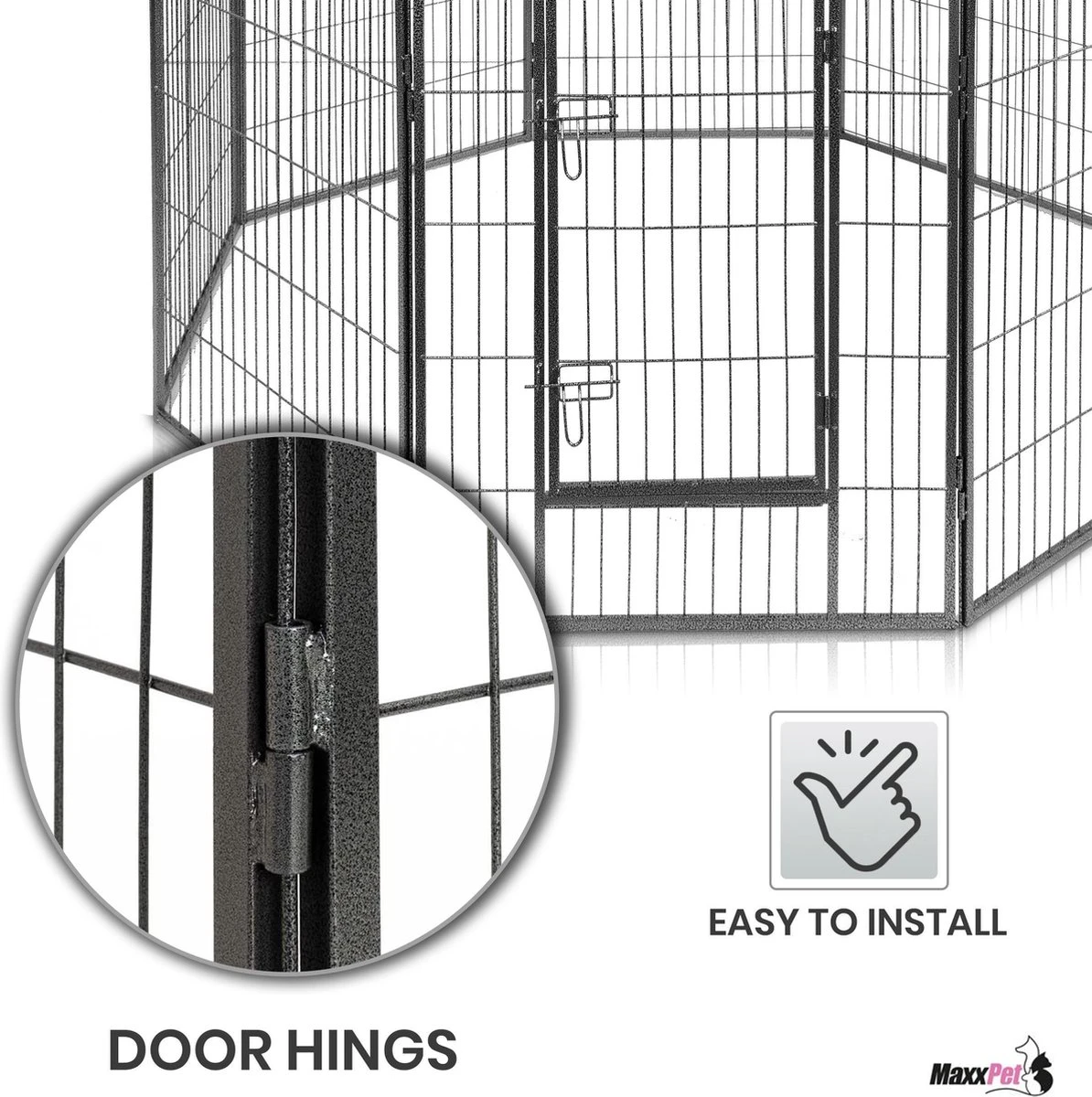MaxxPet Puppyren - Hondenbench - Hondenren- Puppyren Met 8 Kennelpanelen - Staal -80 X 100 Cm Ø 210 Cm 4 MaxxPet Puppyren - Hondenbench - Hondenren- Puppyren Met 8 Kennelpanelen - Staal -80 X 100 Cm Ø 210 Cm - Afbeelding 2
