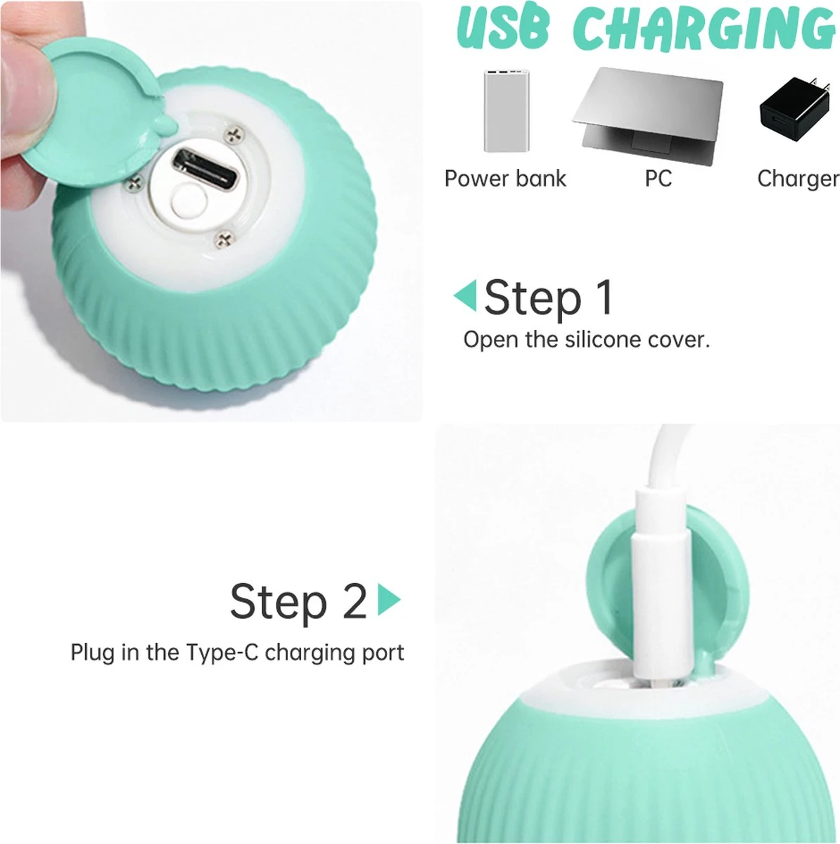 Merkloos Pecute® Elektrische Speelbal - Slimme Interactieve Zelfrollende Bal - Kat En Hond Speelgoed - Kattenspeelgoed - Blauw 5 Merkloos Pecute® Elektrische Speelbal - Slimme Interactieve Zelfrollende Bal - Kat En Hond Speelgoed - Kattenspeelgoed - Blauw - Afbeelding 3