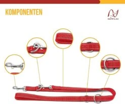Happilax Dog Leash 2m Adjustable - Red / Reflective - 3-Step Adjustable Leash - Double Leash, Tug Leash - Geschikt Als Hondenriem Voor Grote Honden Of Als Sleepriem Voor Kleine Honden. -Honden Benodigdheden Verkoop 1200x1002 2