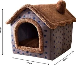 Château Animaux® Hondenhuis - Kattenhuis - 50 X 40x 46 Cm - Dierenhuis - Kattenhok - Hondentent - Hondenhuisjes Voor Binnen - Bruin -Honden Benodigdheden Verkoop 1200x1022 4