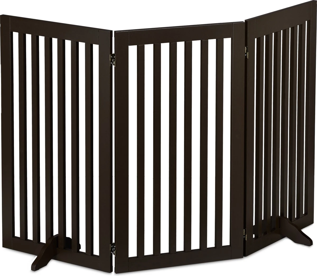 Relaxdays Veiligheidshekje Hout - 92 Cm Hoog - Hondenhek - Inklapbaar - Bruin - 3 Panelen 3 Relaxdays Veiligheidshekje Hout - 92 Cm Hoog - Hondenhek - Inklapbaar - Bruin - 3 Panelen