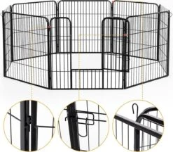 Merkloos Hondenren - Puppyren - Hondenkennel - 8 Kennelpanelen - Staal - 80 Cm Hoog - 640 Cm Omtrek - Uitbreidbaar -Honden Benodigdheden Verkoop 1200x1051 2