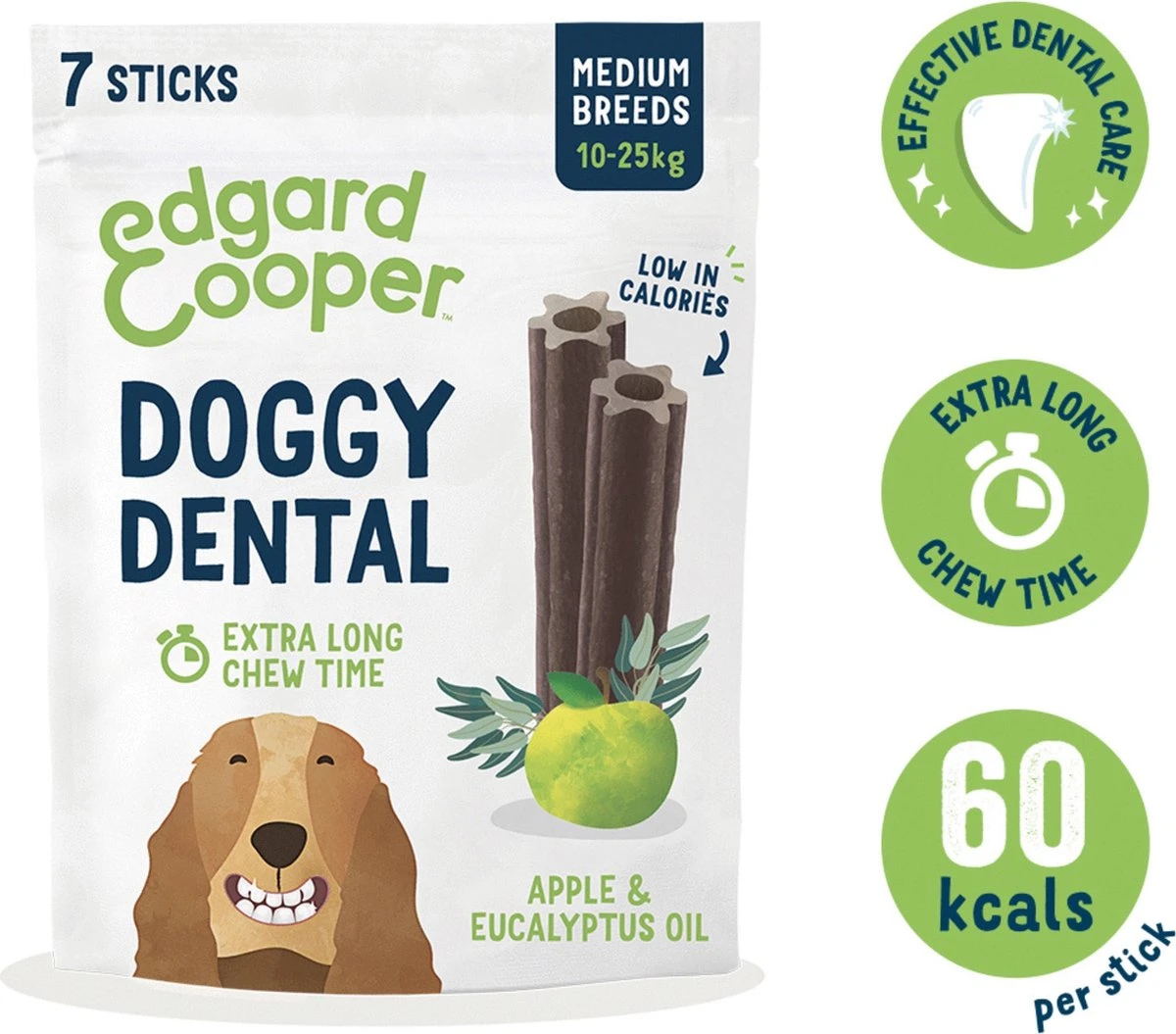 Edgard & Cooper Doggy Dental Sticks Appel - Eucalyptusolie Medium 3 Edgard & Cooper Doggy Dental Sticks Appel - Eucalyptusolie Medium - Afbeelding 2