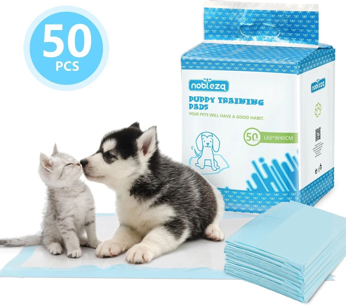 Nobleza 48DHD - Puppy Training Pads - 60 X 40 Cm - Zindelijkheidstraining - 50 Stuks 3 Nobleza 48DHD - Puppy Training Pads - 60 X 40 Cm - Zindelijkheidstraining - 50 Stuks
