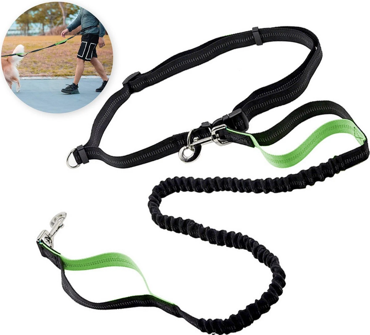 Hardloopriem Hond – Honden Riem Handsfree – Hardlopen Met Hond – 160-260 Cm Groen- Hardloopband Hond – Halsband Hond – Hondenlijn – Leiband Hond 3 Hardloopriem Hond – Honden Riem Handsfree – Hardlopen Met Hond – 160-260 Cm Groen- Hardloopband Hond – Halsband Hond – Hondenlijn – Leiband Hond