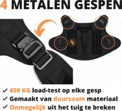 Always Prepared © Pro K9 Tuig + Riem – Anti Trek Tuig – Honden Harnas – Y Tuig Hond – Tactical Hondenvest – Best Getest 2022 – Tuigje Hond – Middel En Grote Hond – Honden Tuigje – Harnas Hond – Veiligheidstuig – 450KG Anti Trek Test – Zwart Maat S -Honden Benodigdheden Verkoop 1200x1094 7