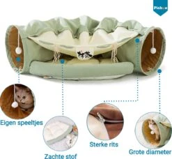 Pishoo® Kattentunnel - Speeltunnel Kat - Kattenspeeltjes - Kattenmand - Kattenhuis - Lichtgroen -Honden Benodigdheden Verkoop 1200x1107 7
