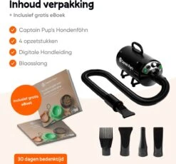 Captain Pup's Professionele Hondenföhn Met 4 Opzetstukken - Bijgeleverde Hondenborstel - Waterblazer Voor Honden - Zwart -Honden Benodigdheden Verkoop 1200x1116 2