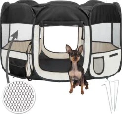 Dailyibed Opvouwbare Puppyren - Zwart - 115x115x58 Cm - Incl. Draagtas - Incl. Voederbak -Honden Benodigdheden Verkoop 1200x1120 4