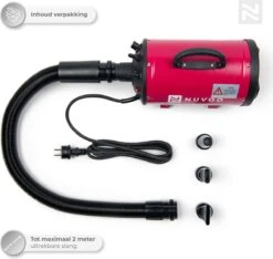 Nuvoo Professionele Hondenföhn / Waterblazer / Hondenborstel Met 3 Opzetstukken - Verstelbare Vermogen Tot 2200W - Warme / Koude Stand - Rood -Honden Benodigdheden Verkoop 1200x1136 5