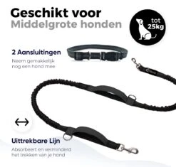 Canicross Looplijn Hond Met Heupriem Voor Hardlopen - Elastische Handsfree Hondenriem - Honden Trainingslijn - 150/210cm - Zwart -Honden Benodigdheden Verkoop 1200x1140 10