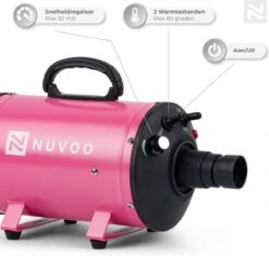 Nuvoo Professionele Hondenföhn / Waterblazer / Hondenborstel Met 3 Opzetstukken - Verstelbare Vermogen Tot 2200W - Warme / Koude Stand - Roze -Honden Benodigdheden Verkoop 1200x1140 6