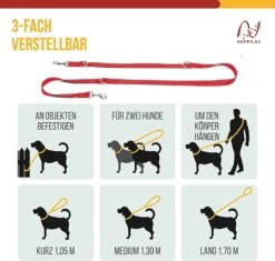 Happilax Dog Leash 2m Adjustable - Red / Reflective - 3-Step Adjustable Leash - Double Leash, Tug Leash - Geschikt Als Hondenriem Voor Grote Honden Of Als Sleepriem Voor Kleine Honden. -Honden Benodigdheden Verkoop 1200x1142 11