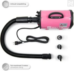 Nuvoo Professionele Hondenföhn / Waterblazer / Hondenborstel Met 3 Opzetstukken - Verstelbare Vermogen Tot 2200W - Warme / Koude Stand - Roze -Honden Benodigdheden Verkoop 1200x1151 3