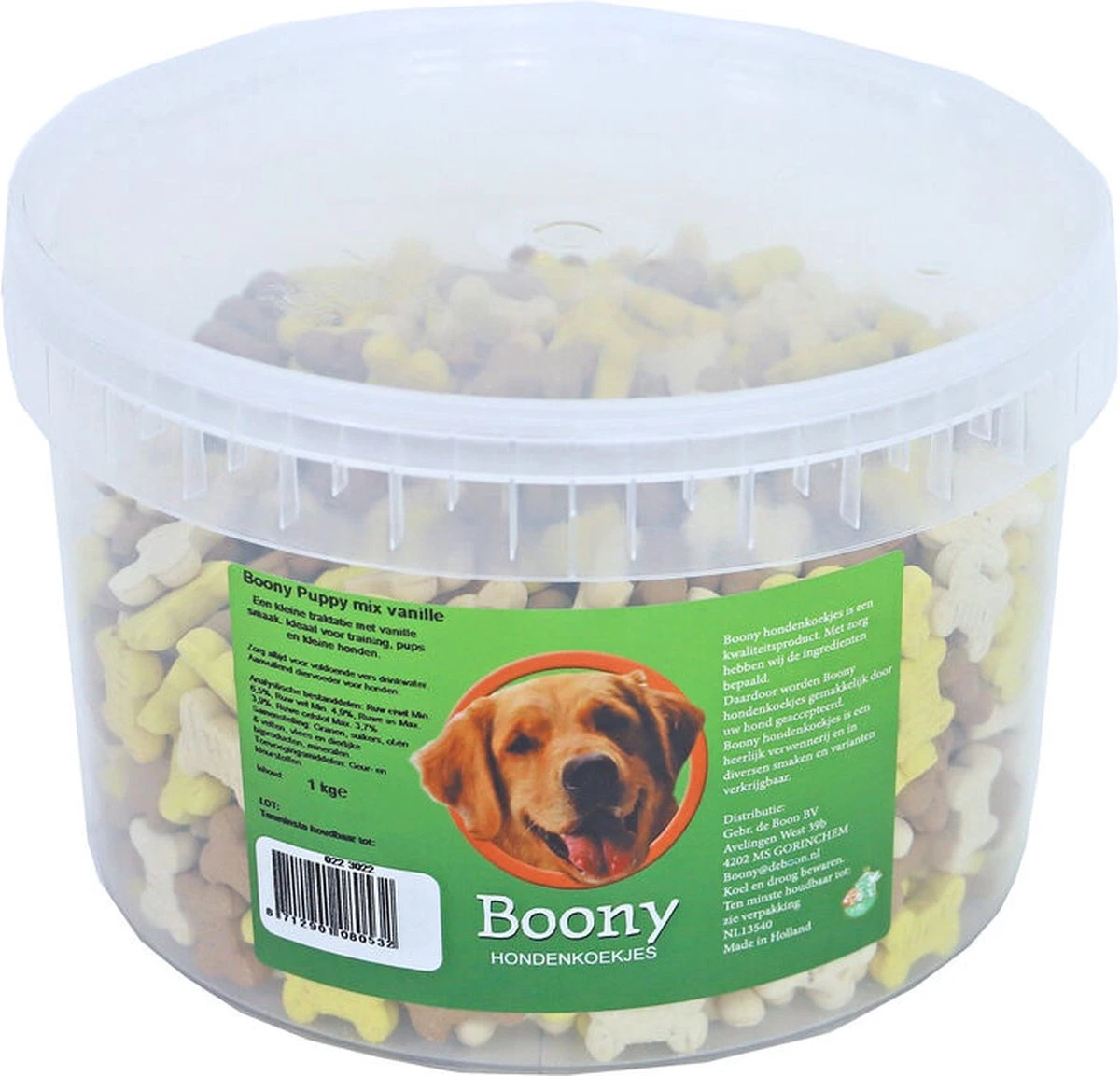 Boony Hondenkoek Puppy Botjes Mix Vanille, Emmer A 1000 Gram 6 Boony Hondenkoek Puppy Botjes Mix Vanille, Emmer A 1000 Gram - Afbeelding 4
