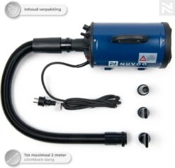 Nuvoo Professionele Hondenföhn / Waterblazer / Hondenborstel Met 3 Opzetstukken - Verstelbare Vermogen Tot 2200W - Warme / Koude Stand - Blauw -Honden Benodigdheden Verkoop 1200x1153 9