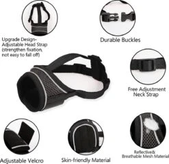 Merkloos Hoog Kwaliteit Muilkorf Met Bedrukt Patroon - Muilkorf Hond - Hondensnuit - Anti Blaf En Bijt - Voor Kleine En Grote Honden Maat M Zwart Reflecterend -Honden Benodigdheden Verkoop 1200x1160 7