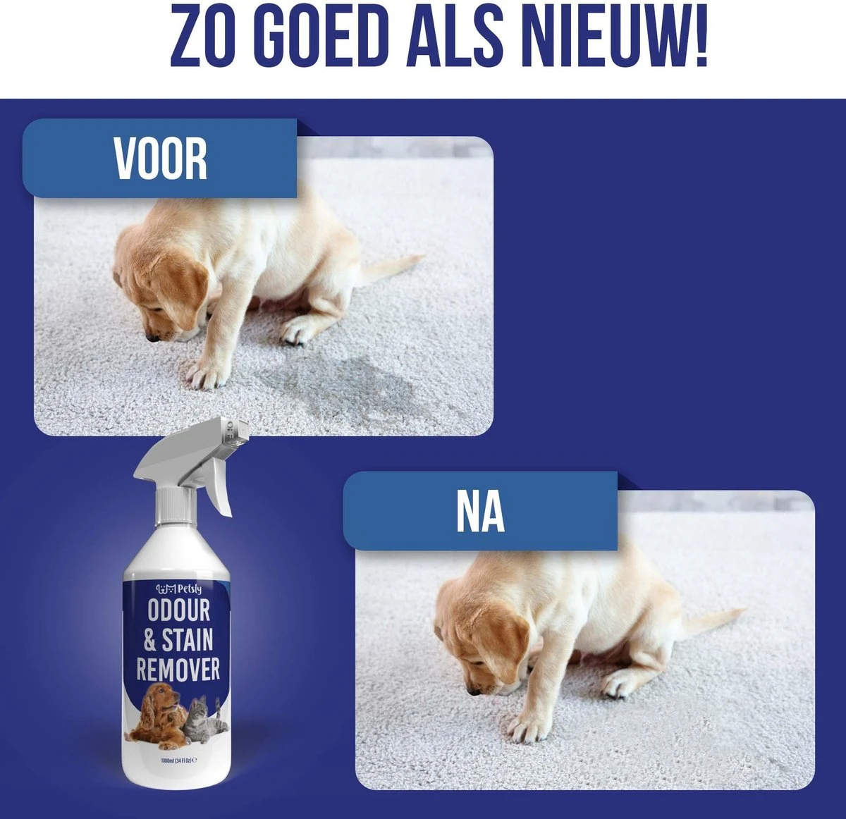 Petsly Odour & Stain Remover - Geurverwijderaars - Urine Vlekken Verwijderen Urinegeur Verwijderen Met Plantaardige Enzymen - 1L 4 Petsly Odour & Stain Remover - Geurverwijderaars - Urine Vlekken Verwijderen Urinegeur Verwijderen Met Plantaardige Enzymen - 1L - Afbeelding 2