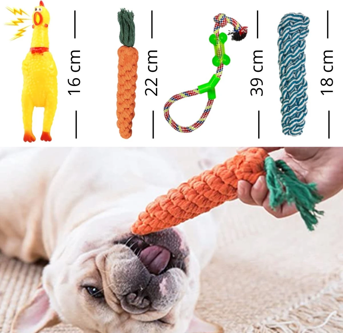 (Goedkoopste) Honden Speelgoed Set 15 Stuks Geschikt Voor Puppy's T/m Middelgrote Honden - Honden Kauw Speelgoed - 15 Stuks - Hondenspeeltjes - Intelligentie - Touw - Flostouw - Bijtring - Bal - Huisdieren Speelgoed 9 (Goedkoopste) Honden Speelgoed Set 15 Stuks Geschikt Voor Puppy's T/m Middelgrote Honden - Honden Kauw Speelgoed - 15 Stuks - Hondenspeeltjes - Intelligentie - Touw - Flostouw - Bijtring - Bal - Huisdieren Speelgoed - Afbeelding 7