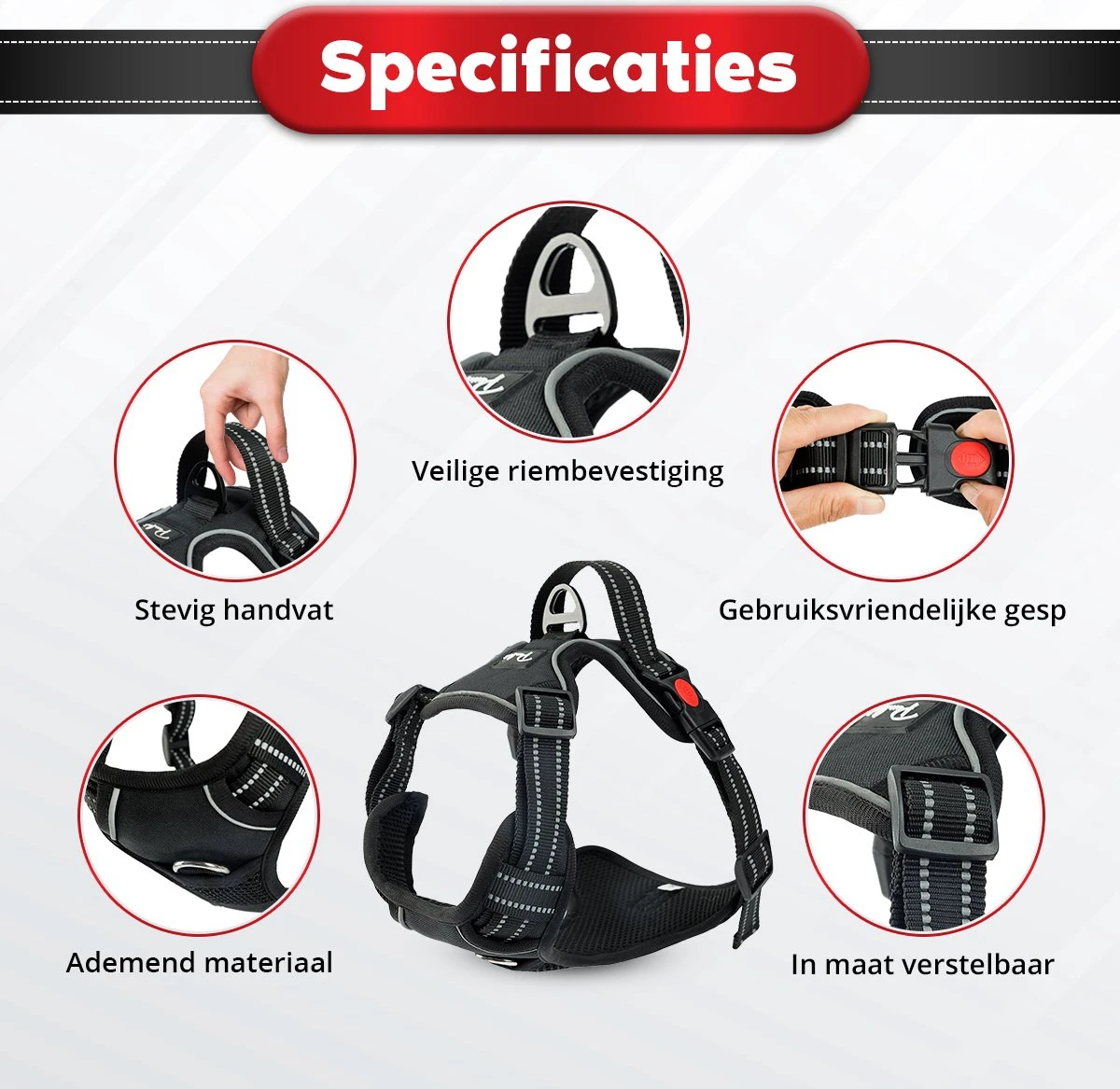 Purrr Fect Hondentuigje - Anti-Trek Tuig - Hondenharnas - Y Tuig Hond - Waterproof - Reflecterend - Verstelbaar - Maat M 4 Purrr Fect Hondentuigje - Anti-Trek Tuig - Hondenharnas - Y Tuig Hond - Waterproof - Reflecterend - Verstelbaar - Maat M - Afbeelding 2