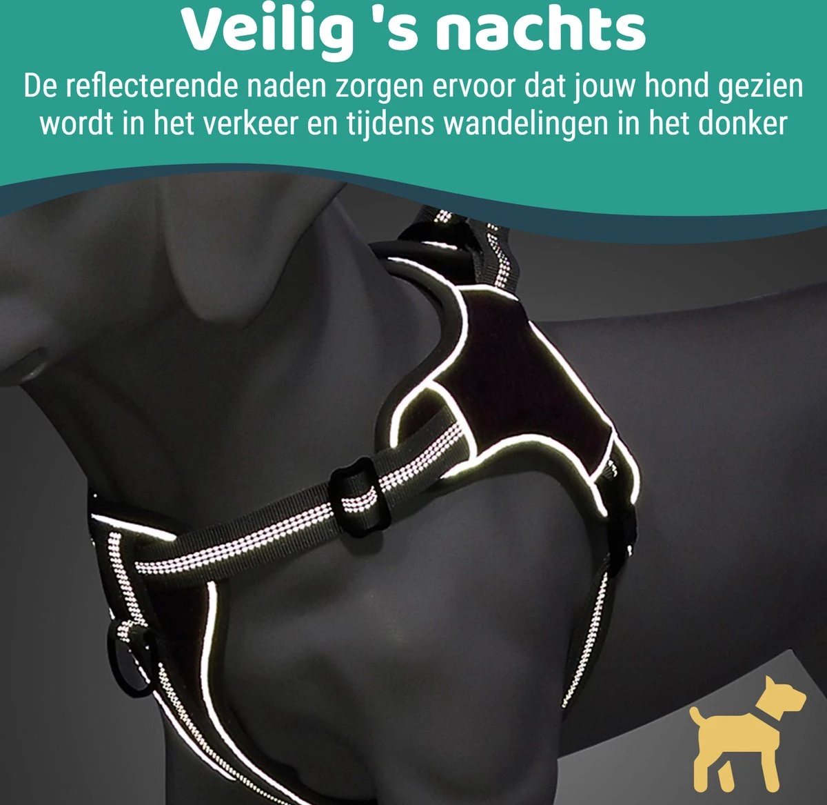 Mmoods Hondentuigje Grijs - Anti-Trek Tuig - Hondenharnas Voor Grote Honden- Reflecterende Halsband Hond - Hondenhalsband Maat L 8 Mmoods Hondentuigje Grijs - Anti-Trek Tuig - Hondenharnas Voor Grote Honden- Reflecterende Halsband Hond - Hondenhalsband Maat L - Afbeelding 6
