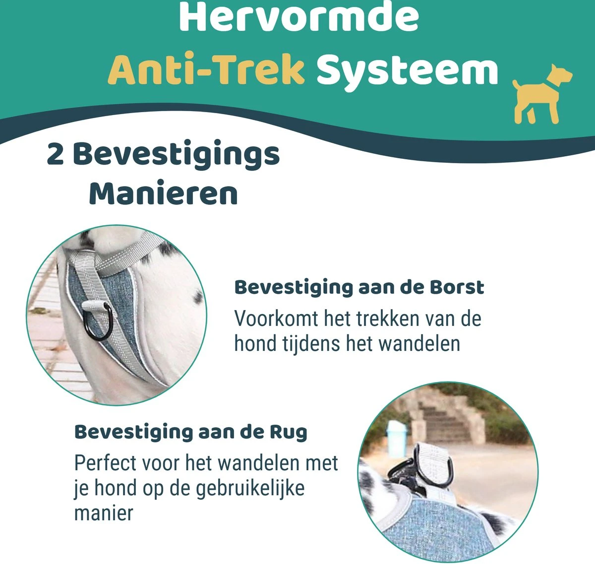 Mmoods Hondentuigje Grijs - Anti-Trek Tuig - Hondenharnas Voor Grote Honden- Reflecterende Halsband Hond - Hondenhalsband Maat L 5 Mmoods Hondentuigje Grijs - Anti-Trek Tuig - Hondenharnas Voor Grote Honden- Reflecterende Halsband Hond - Hondenhalsband Maat L - Afbeelding 3