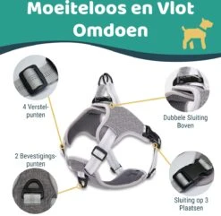 Mmoods Hondentuigje Grijs - Anti-Trek Tuig Voor Puppy's - Hondenharnas Voor Kleine Honden - Reflecterende Halsband Hond - Hondenhalsband Maat S -Honden Benodigdheden Verkoop 1200x1169 9
