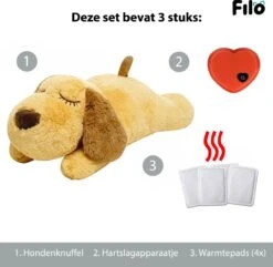 Filo Hondenknuffel Met Hartslag En Warmtebron - Hartslagknuffel Hondenspeelgoed Snuggle Puppy - Knuffel Met Hartslag - Heartbeat Knuffel Hond -Honden Benodigdheden Verkoop 1200x1170 24
