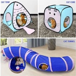 Fuegobird Kattentunnel - Tent+Tunnel 3 In 1 - Blauw/Roze -Honden Benodigdheden Verkoop 1200x1185 18