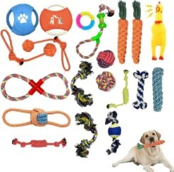 (Goedkoopste) 20-delige Honden Speelgoed Set - Geschikt Voor Puppy's T/m Middelgrote Honden - Honden Kauw Speelgoed - 20 Stuks - Hondenspeeltjes - Intelligentie - Touw - Flostouw - Bijtring - Bal - Huisdieren Speelgoed