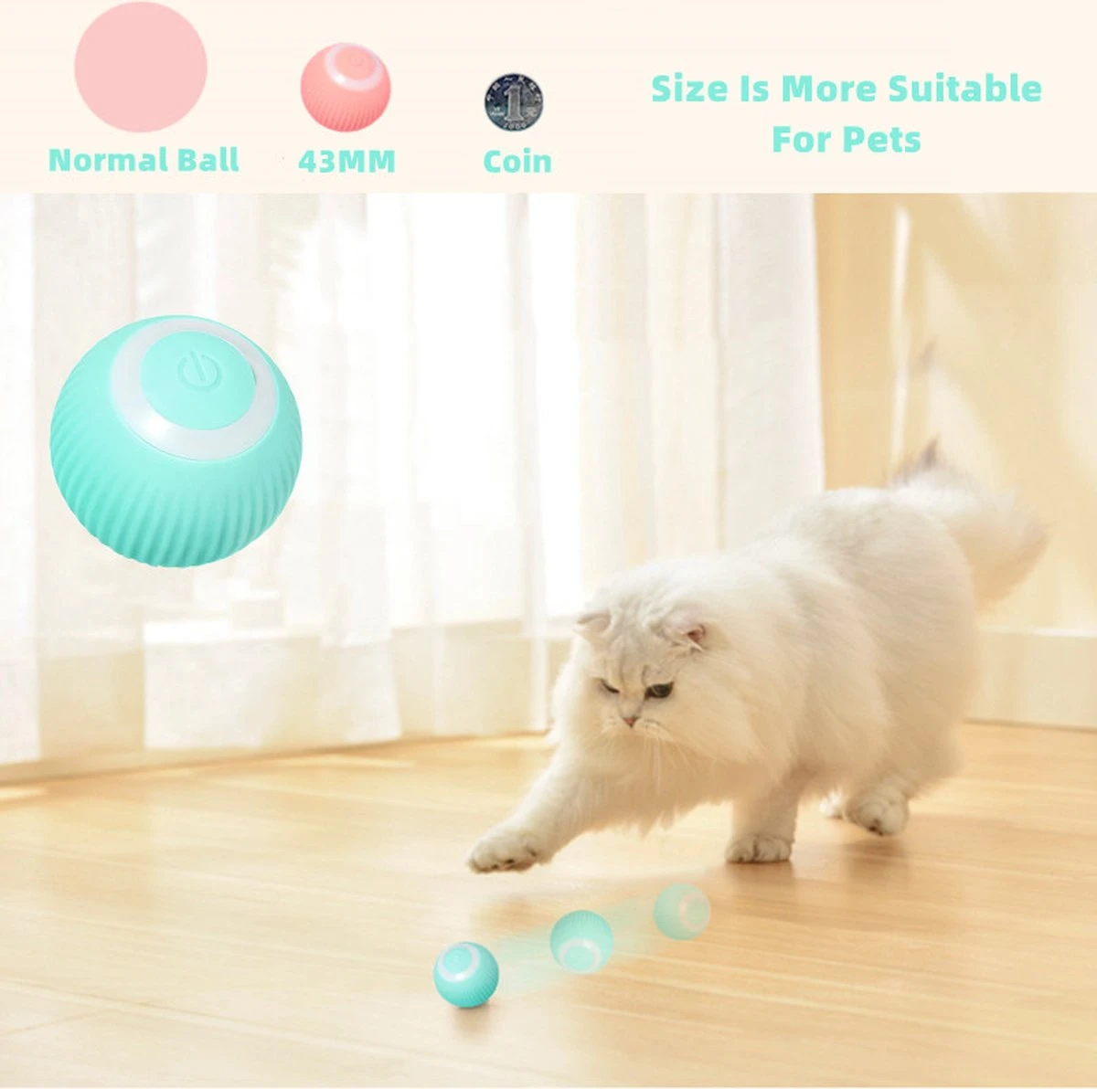 Merkloos Pecute® Elektrische Speelbal - Slimme Interactieve Zelfrollende Bal - Kat En Hond Speelgoed - Kattenspeelgoed - Blauw 6 Merkloos Pecute® Elektrische Speelbal - Slimme Interactieve Zelfrollende Bal - Kat En Hond Speelgoed - Kattenspeelgoed - Blauw - Afbeelding 4