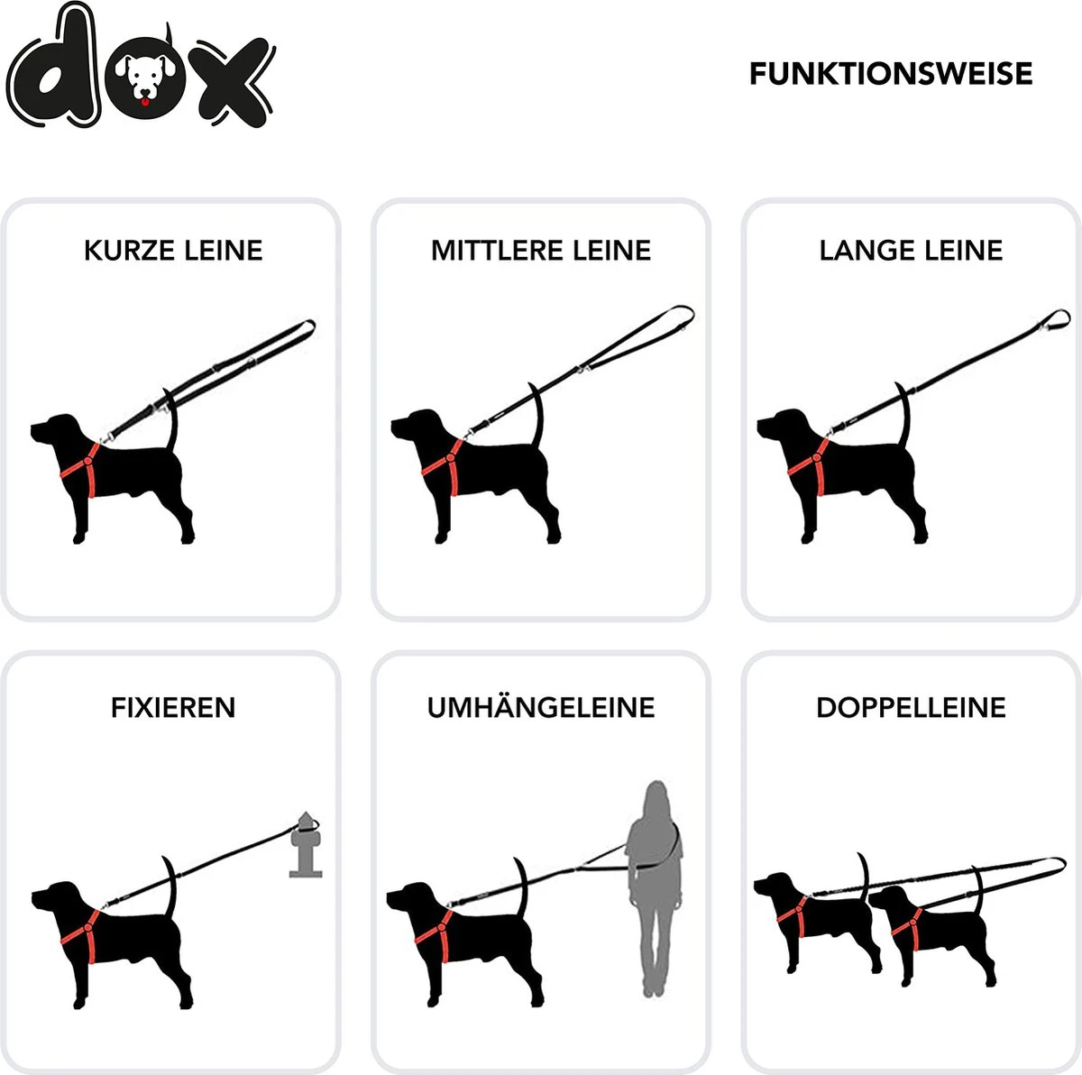 DDOXX Hondenriem Air Mesh, 3-voudig Verstelbaar, 2m | Voor Kleine & Grote Honden | Dubbele Riem Twee Honden Kat Puppy | Tug Leash Large | Lead Leash Small | Walking Leash Puppy Leash | Zwart, M 7 DDOXX Hondenriem Air Mesh, 3-voudig Verstelbaar, 2m | Voor Kleine & Grote Honden | Dubbele Riem Twee Honden Kat Puppy | Tug Leash Large | Lead Leash Small | Walking Leash Puppy Leash | Zwart, M - Afbeelding 5