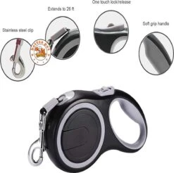 Stevige Hondenriem – 8 Meter – Swifth – Grijs – Comfort Grip – One-Touch Lock Release -Honden Benodigdheden Verkoop 1200x1195 20