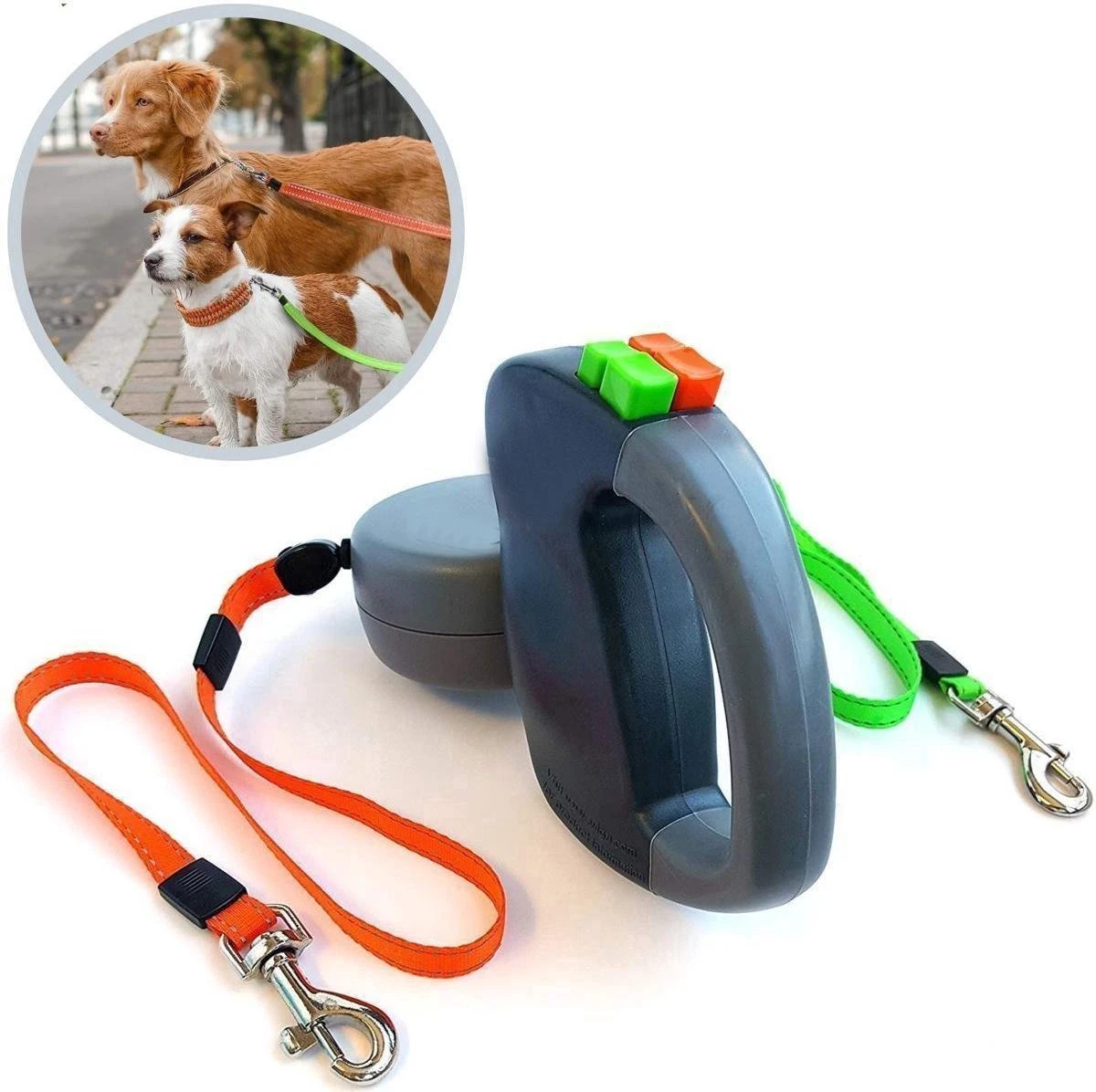 Merkloos Dubbele Hondenriem Voor Twee Honden - Grijs - Tot 22 Kg (per Hond) - 300 Cm 4 Merkloos Dubbele Hondenriem Voor Twee Honden - Grijs - Tot 22 Kg (per Hond) - 300 Cm - Afbeelding 2