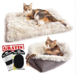 Reayou Kattenmand - Kattenkussen - Kattenbed Hondenkussen - Hondenmand - Grijs- 51 X 61 Cm