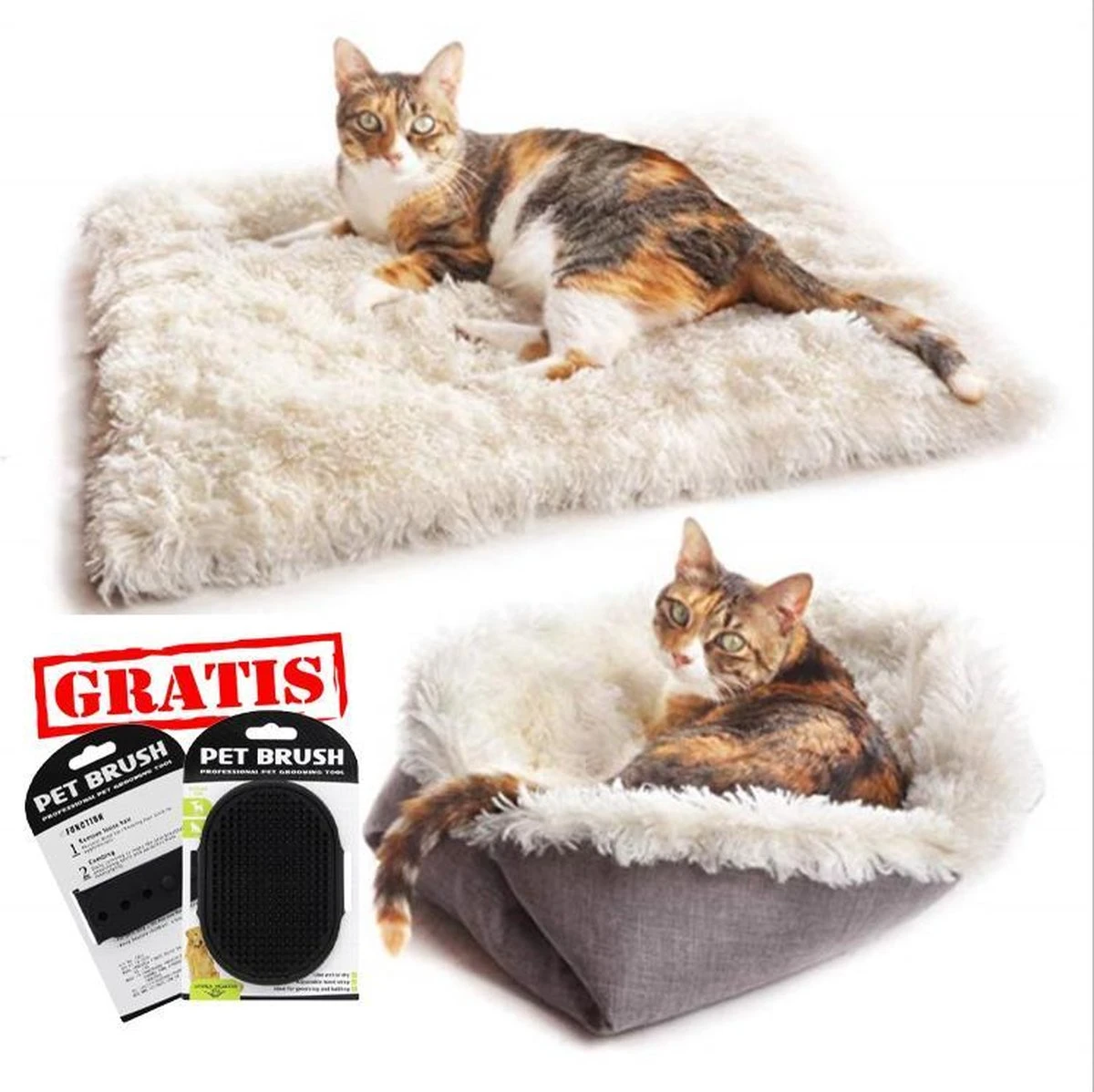 Reayou Kattenmand - Kattenkussen - Kattenbed Hondenkussen - Hondenmand - Grijs- 51 X 61 Cm