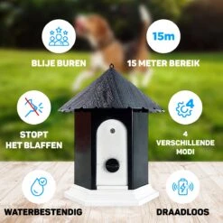 Vulpes Pets® Anti Blaf Apparaat Pro - Anti Blafband Voor Alle Honden - Luxe Hondentrainer - Diervriendelijk & Zonder Schok - Inclusief 9V Batterij - Waterbestendig - Ophangbaar - Instelbare Ultrasone Niveauregeling - 4 Standen -Honden Benodigdheden Verkoop 1200x1200 1005