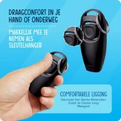VEDIC® - Luxe Clicker Met Fluit - Clickertraining Voor Honden - Zwart - Bevestigingsring - Fluit - Hondentraining -Honden Benodigdheden Verkoop 1200x1200 1070
