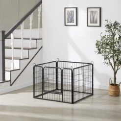 ACAZA Hondenren In 4 Panelen - Hondenkennel - Met Deur - 60 Cm Hoog - Zwart -Honden Benodigdheden Verkoop 1200x1200 1118